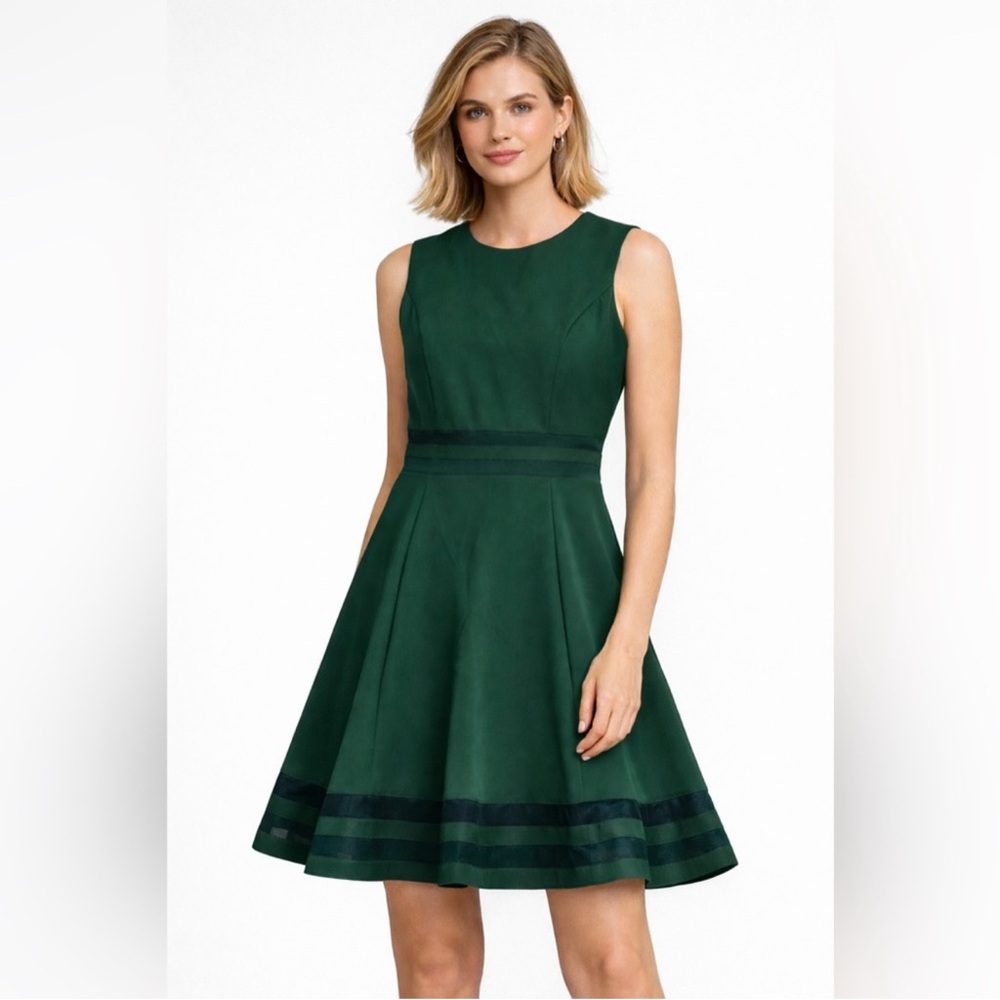 Calvin Klein Green Fit & Flare Dress NWT